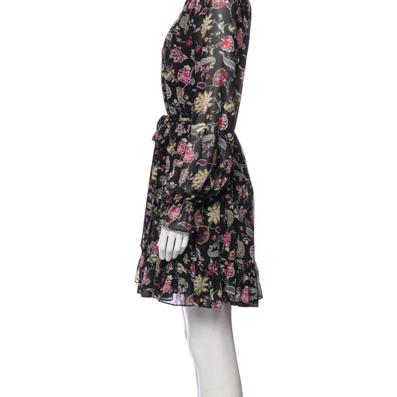 CINQ A SEPT | Black Floral Ruffle Smocked Dress, Size 4, - Picture 3 of 15